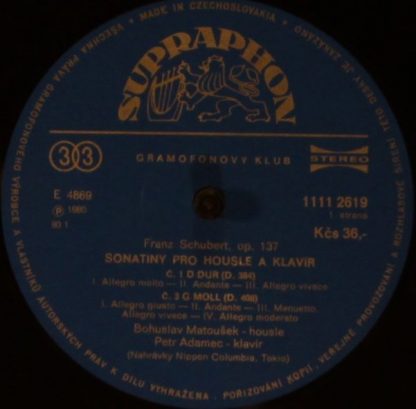 Supraphon 1111 2619 - Sonatinas For Violin and Piano, Op. 137 (S - Image 3