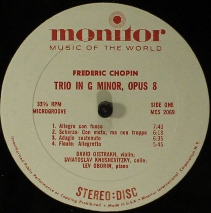 Monitor Records (2) MC 2069 - Trio In A Minor / Trio In G Minor - Image 3