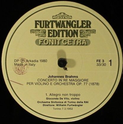 Fonit Cetra FE 3 - Brahms - Concerto In Re Maggiore Per Violino - Image 3
