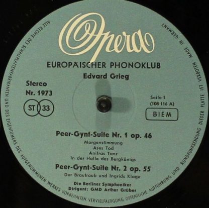 Opera 1973 - Peer-Gynt-Suiten Nr. 1 Op. 46 / Nr. 2 Op. 55 / Vals - Image 3
