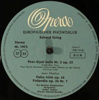 Opera 1973 - Peer-Gynt-Suiten Nr. 1 Op. 46 / Nr. 2 Op. 55 / Vals - Image 4