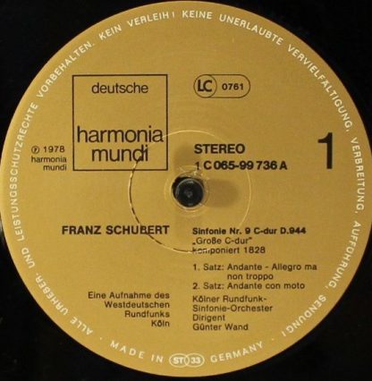Deutsche Harmonia Mundi 1C 065-99 736 - Sinfonien Nr. 9 C-Dur D. - Image 3