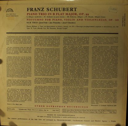 Supraphon SUA ST 50 624 - Piano Trio In B Flat Major • Notturno - Image 2