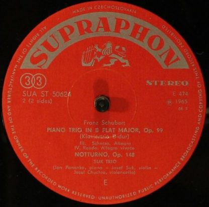 Supraphon SUA ST 50 624 - Piano Trio In B Flat Major • Notturno - Image 3