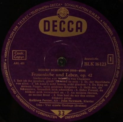 DECCA BLK 16123 - Frauenliebe Und Leben, Op. 42 / Vier Ernste Ge - Image 3