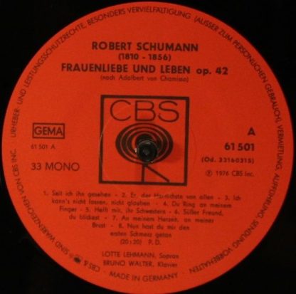 CBS 61 501 - Frauenliebe Und - Leben Op. 42 / Dichterliebe Op. 4 - Image 3