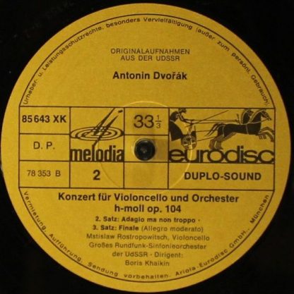 Eurodisc 85645 XK - Cellokonzert / Violinkonzert / Slawische Tän - Image 6