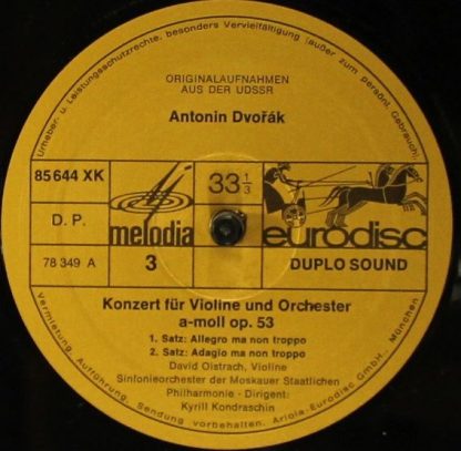 Eurodisc 85645 XK - Cellokonzert / Violinkonzert / Slawische Tän - Image 7