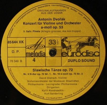 Eurodisc 85645 XK - Cellokonzert / Violinkonzert / Slawische Tän - Image 8
