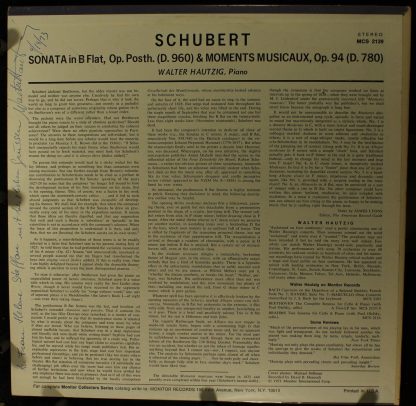 Monitor Records (2) MCS 2139 - Piano Sonata in B Flat / Moments - Image 2