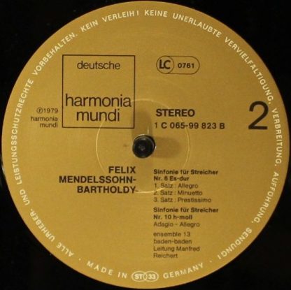 Deutsche Harmonia Mundi 1C 065-99 823 - Mendelssohn Streichersin - Image 4