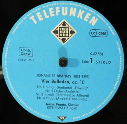 Telefunken 6.42581 - Vier Balladen, Op. 10 / Acht Klavierstücke, - Image 3
