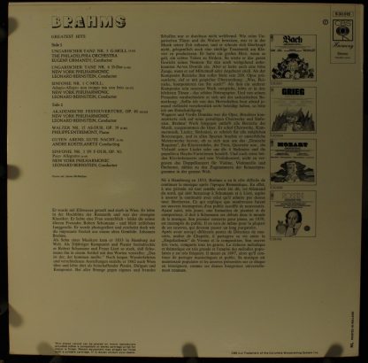 CBS Harmony S 30018 - Brahms' Greatest Hits - Image 2