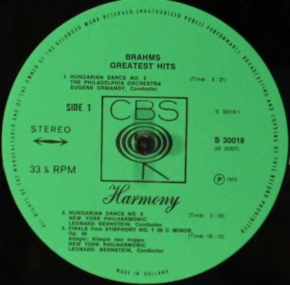CBS Harmony S 30018 - Brahms' Greatest Hits - Image 3