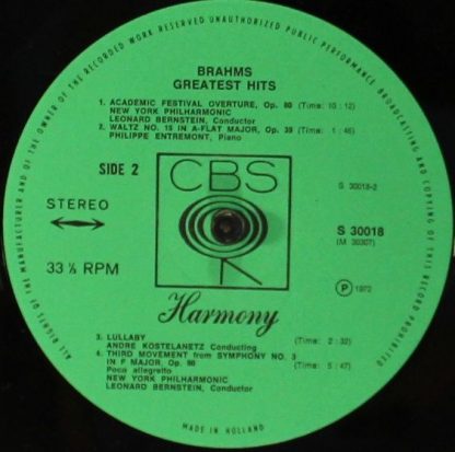 CBS Harmony S 30018 - Brahms' Greatest Hits - Image 4