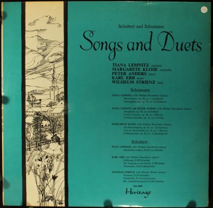 Heritage (5) XIG 8007 - Schubert And Schumann - Songs And Duets