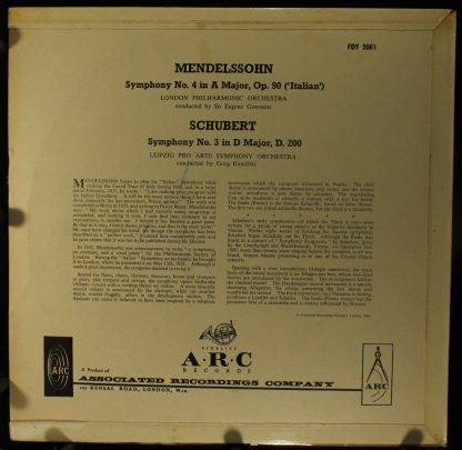 Fidelity Arc Records FDY 2061 - Italian Symphony / Symphony No.3 - Image 2