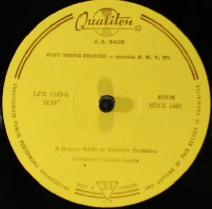 Qualiton LPX 1162 - Cantata Profana / Jesu, Meine Freude  BWV 22 - Image 4