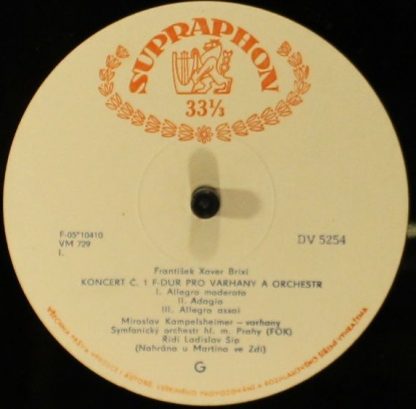 Supraphon DV 5254 - Koncert Č. 1 F Dur Pro Varhany A Orchestr / - Image 2