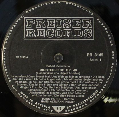 Preiser Records PR 3145 - Dichterliebe Op. 48 / Ausgewählte Lied - Image 3