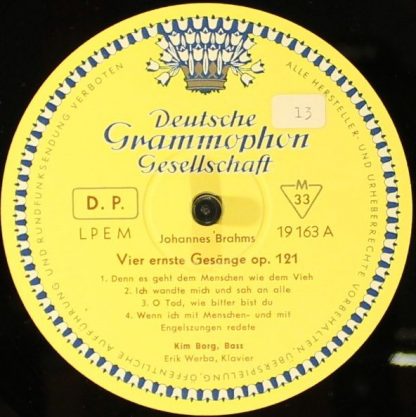 Deutsche Grammophon LPEM 19 163 - Vier Ernste Gesänge Op. 121 / - Image 3