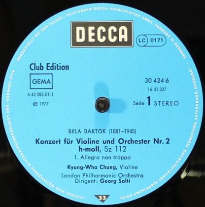DECCA 6.42285 - Bartók Violin Concerto No. 2 - Image 4