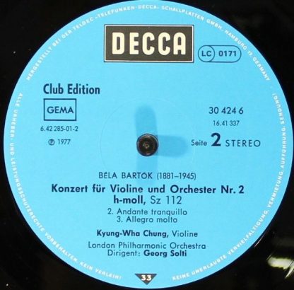 DECCA 6.42285 - Bartók Violin Concerto No. 2 - Image 3
