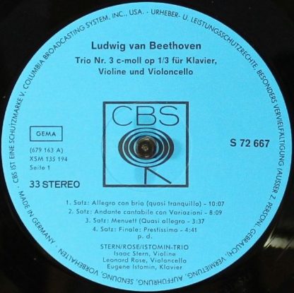 CBS S 72 667 - Trio Nr. 3 C-Moll Op. 13 - Trio Nr. 1 D-Moll Op. - Image 3