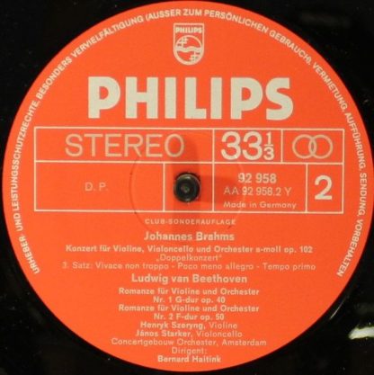 Philips 92 958 - Doppelkonzert / Die Romanzen Für Violine Und Or - Image 4