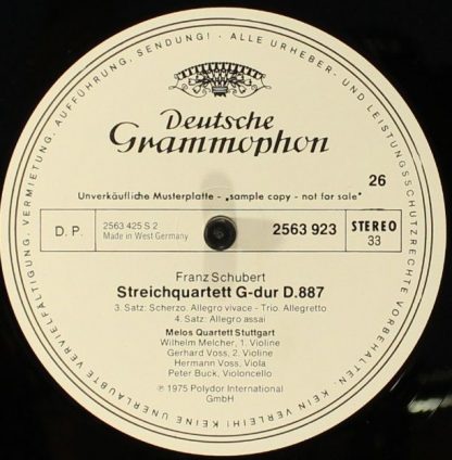 Deutsche Grammophon 2563 923 - Streichquartett G-dur D.887 - Image 2