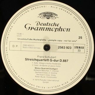 Deutsche Grammophon 2563 923 - Streichquartett G-dur D.887