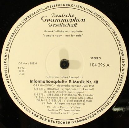 Deutsche Grammophon 104 296 A - Informationsplatte E-Musik Nr. 4