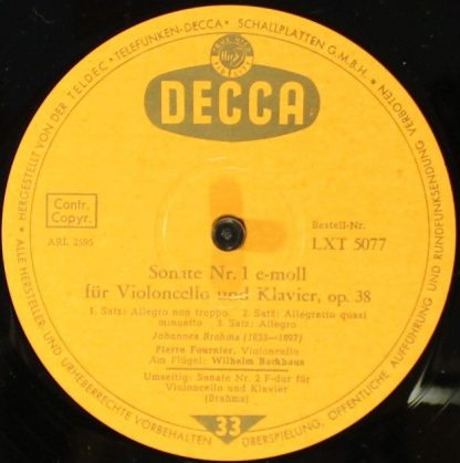 DECCA LXT 5077 - Sonaten Für Violoncello Und Klavier - Image 3