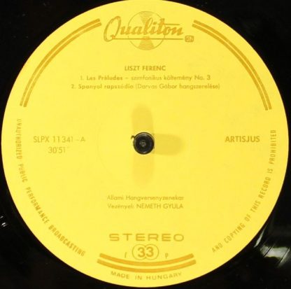 Qualiton SLPX 11341 - Les  Préludes, Rhapsodie Espagnole, Hungar - Image 3