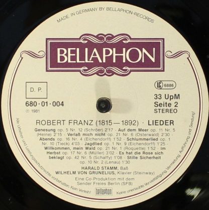 Bellaphon Germany 680-01-004 - Harald Stamm Singt Lieder Von Fra - Image 6