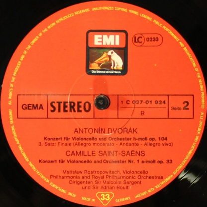 EMI 1C 037-01 924 - Konzerte Für Violoncello Und Orchester - Image 4