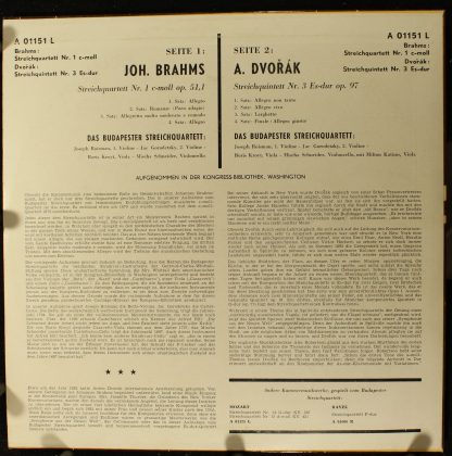 Philips A 01151 L - Streichquartett Nr. 1 C-Moll Op. 51,1 / Stre - Image 2