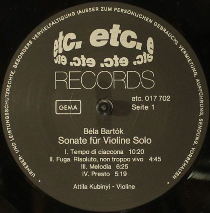 Etc. Records 017 702 - Sonate Für Violine Solo / Kontraste Für V - Image 3