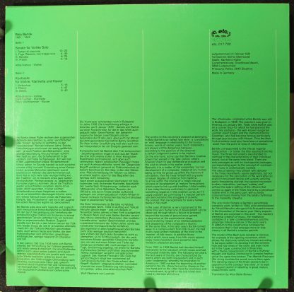 Etc. Records 017 702 - Sonate Für Violine Solo / Kontraste Für V - Image 2