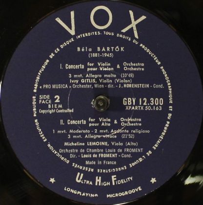 VOX (6) GBY 12.300 - Concerto For Violin / Concerto For Viola - Image 4