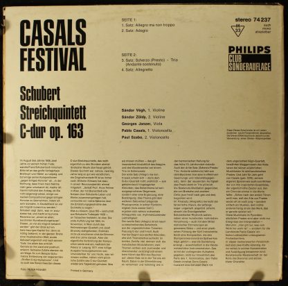 Philips 74 237 - Casals Festival: Streichquintett C-Dur Op. 163 - Image 2