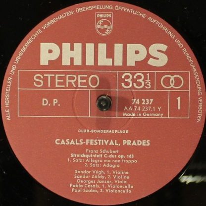 Philips 74 237 - Casals Festival: Streichquintett C-Dur Op. 163 - Image 3