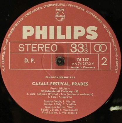 Philips 74 237 - Casals Festival: Streichquintett C-Dur Op. 163 - Image 4