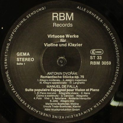 RBM Records RBM 3059 - Virtuose Werke Für Violine Und Klavier - Image 3