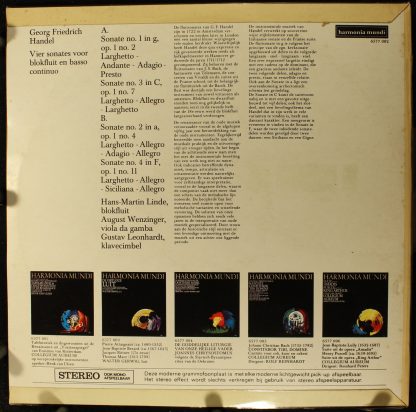 Harmonia Mundi 6577 002 - 4 Sonates Voor Blokfluit En Basso Cont - Image 2