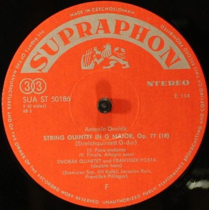 Supraphon SUA ST 50186 - String Quintet In G Major - Image 4