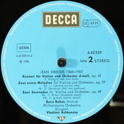 DECCA 6.42559 - Violin Concerto, Op. 47 · Two Serious Melodies, - Image 4