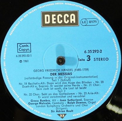 DECCA 6.35292 EK - Der Messias. Vollständige Fassung In Der Orig - Image 3