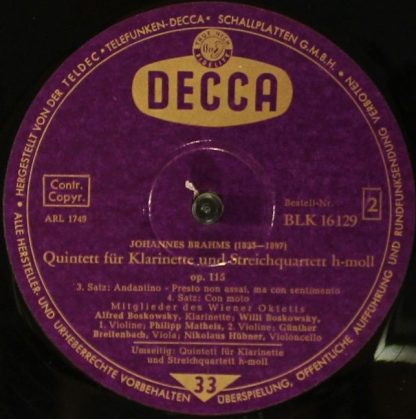 DECCA BLK 16129 - Quintett Für Klarinette Und Streichquartett H- - Image 4
