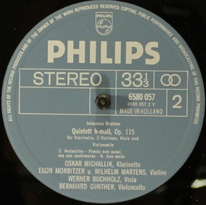 Philips 6580 057 - Klarinettenquintet H-moll, Op. 115 - Image 4